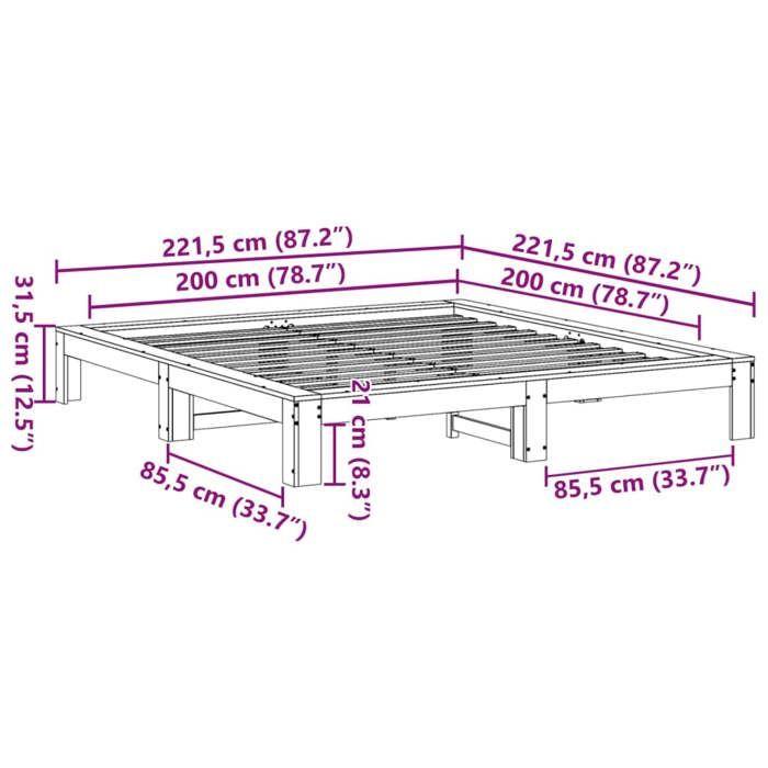 VidaXL Cadre de lit sans matelas blanc 200x200 cm bois massif de pin 3308727
