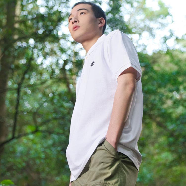 Timberland Повседневная однотонная рубашка поло с коротким рукавом для мужчин, белая A62T5-100