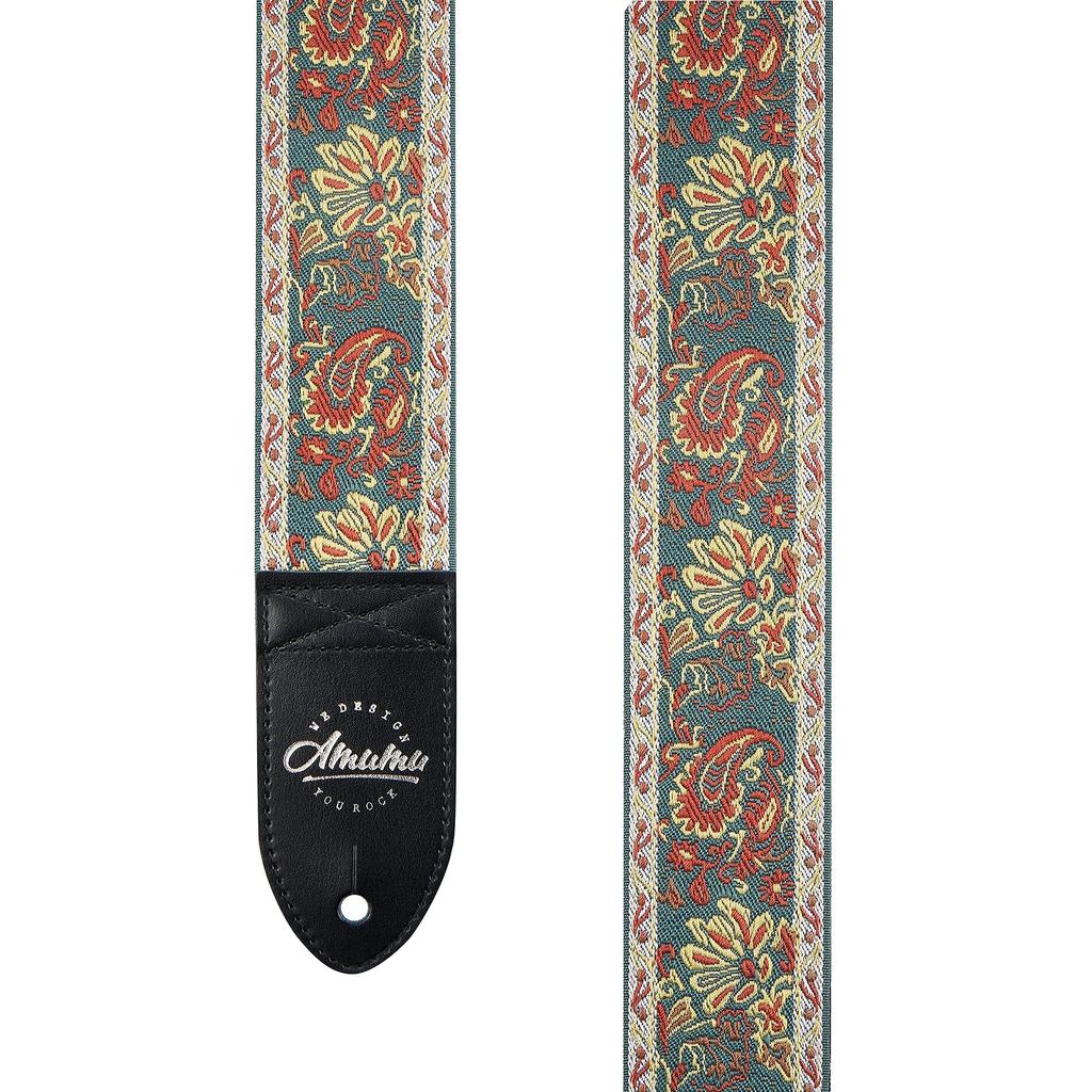 [Amumu] Guitar Strap Paisley Vintage Jacquard for Bass, Electric & Acoustic Guitar Accessories