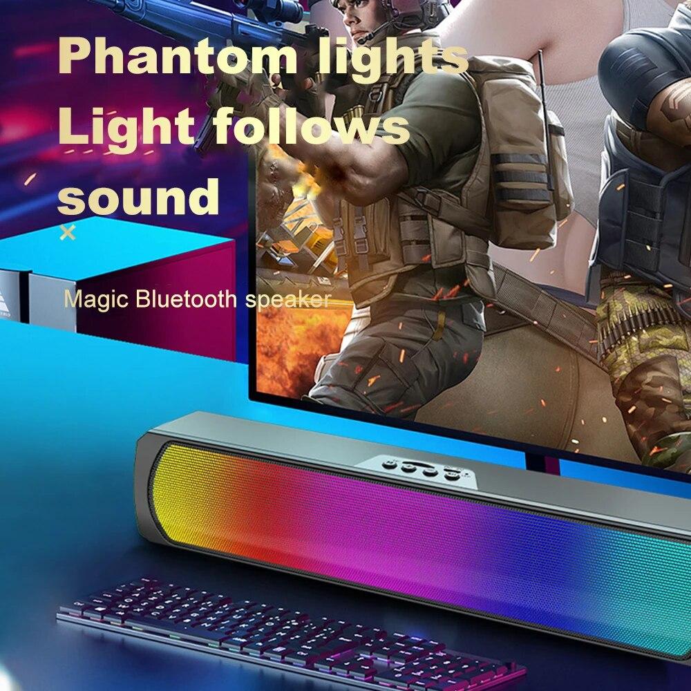 Портативный беспроводной сабвуфер с цветной подсветкой RGB, Bluetooth-совместимый динамик для домашнего настольного ноутбука, поддержка TF-карты USB