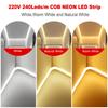Self Adhesive COB LED Neon Strip Light WIFI/Bluetooth/Touch with 23key Remote 220V 240LED IP67 Linear Lighting IC Silicone Rope