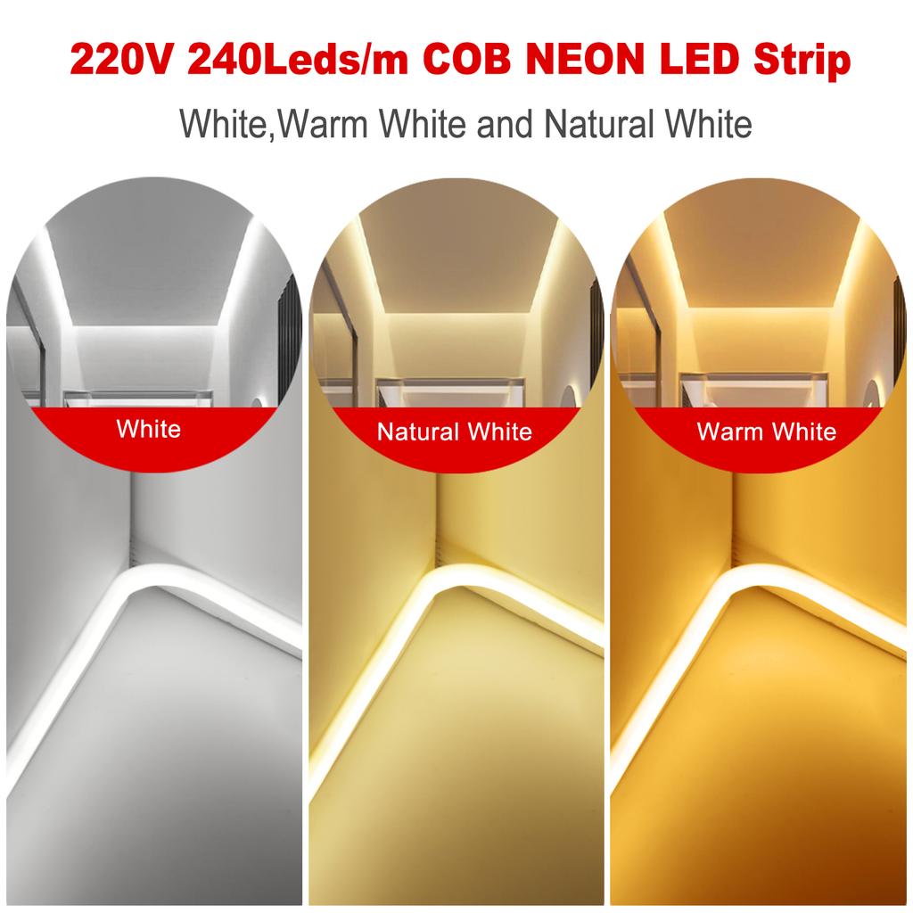 Self Adhesive COB LED Neon Strip Light WIFI/Bluetooth/Touch with 23key Remote 220V 240LED IP67 Linear Lighting IC Silicone Rope