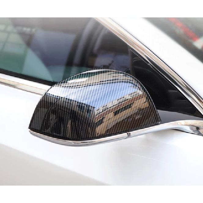 ABS Carbon Fiber Rearview Mirror Lid Cover Trim For 2013- Tesla Model S 2pcs