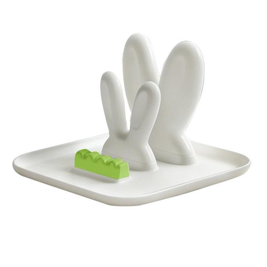 Двухъярусный органайзер для крышек кастрюль Card Bunny Ears с поддоном для слива, милая форма