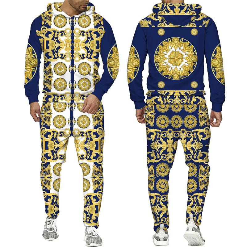 Золотой Пномпень, мужской спортивный костюм с 3D принтом в стиле хип-хоп, толстовка с длинными рукавами, брюки, костюм, весенне-осенний мужской комплект спортивной одежды для бега