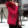Fashion Women Winter Warm Hooded  Cotton  Winter Jacket Solid Long-Sleeved Coat