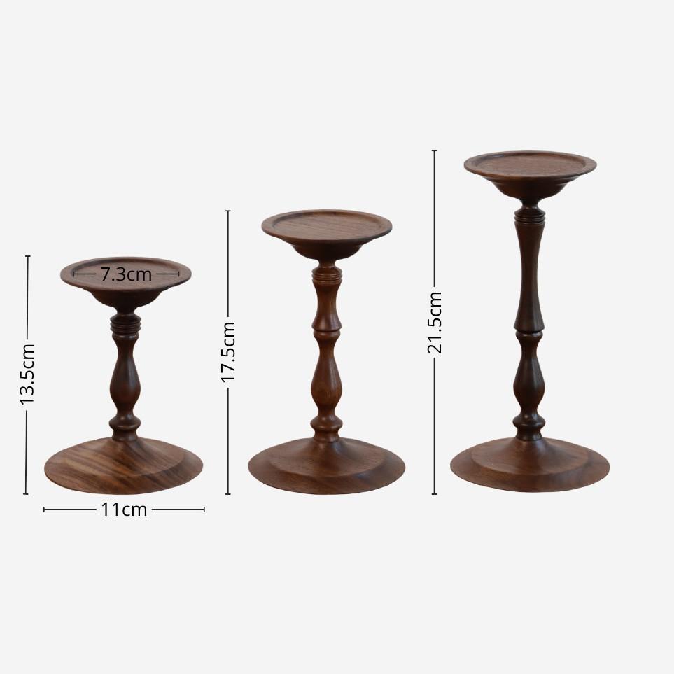 Dining Table Atmosphere Candlestick Black Walnut Wooden Candlestick French Medieval Hand-turned Candlestick Ornaments