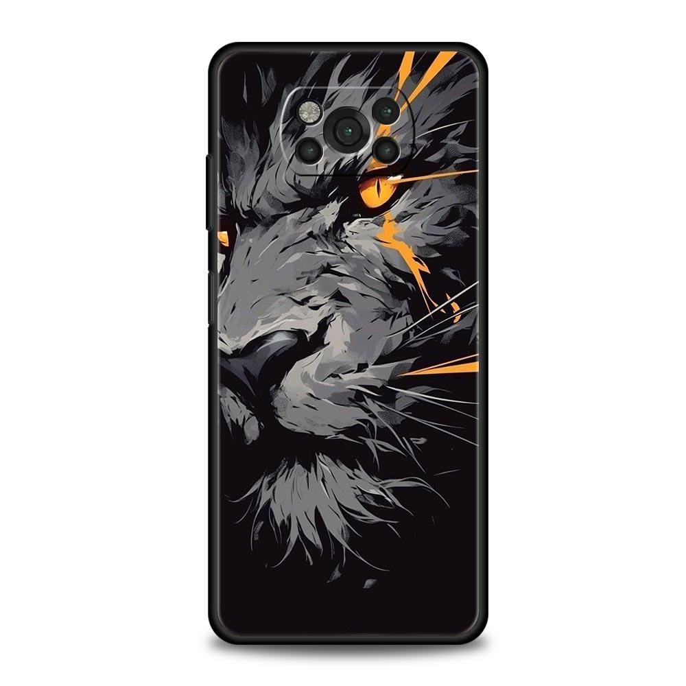 Двухцветный чехол для телефона с рисунком льва и крестом для Xiaomi Poco F7 F6 F5 F4 F3 X6 X5 X4 X3 NFC F7 Ultra M4 C51 C55 GT 5G Мягкая крышка из ТПУ