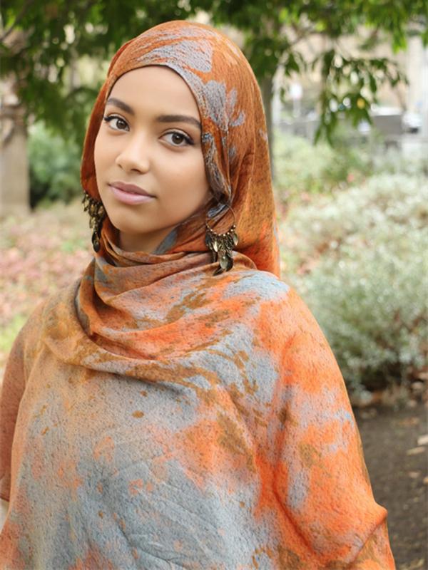 Модный женский длинный платок Акварельный тай-дай Хлопковый шарф Элегантные аксессуары для одежды Шаль для платья Головной платок Повседневный