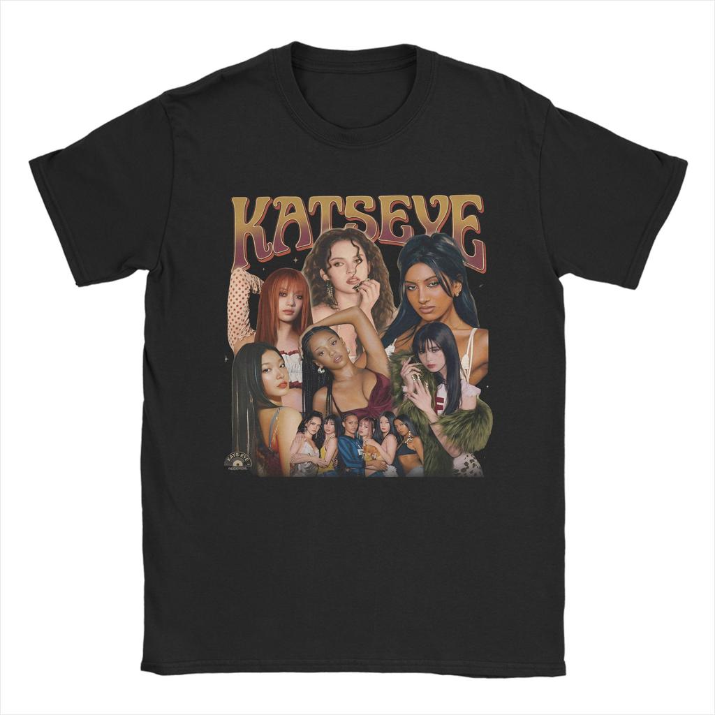 Novelty Katseye Kpop Idol TShirts Unisex Unisex Crew Neck Cotton T Shirt Beautiful Chaos Album Short Sleeve Tees Gift Idea Tops