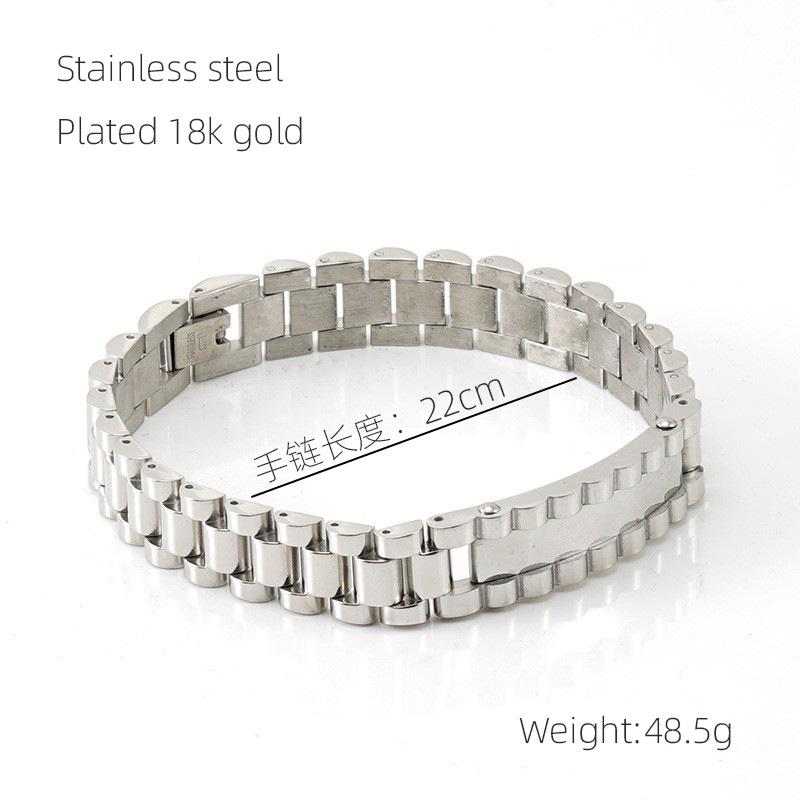 Модный мужской браслет из нержавеющей стали, персонализированная цепочка для часов, мужская бижутерия из титановой стали 18 карат