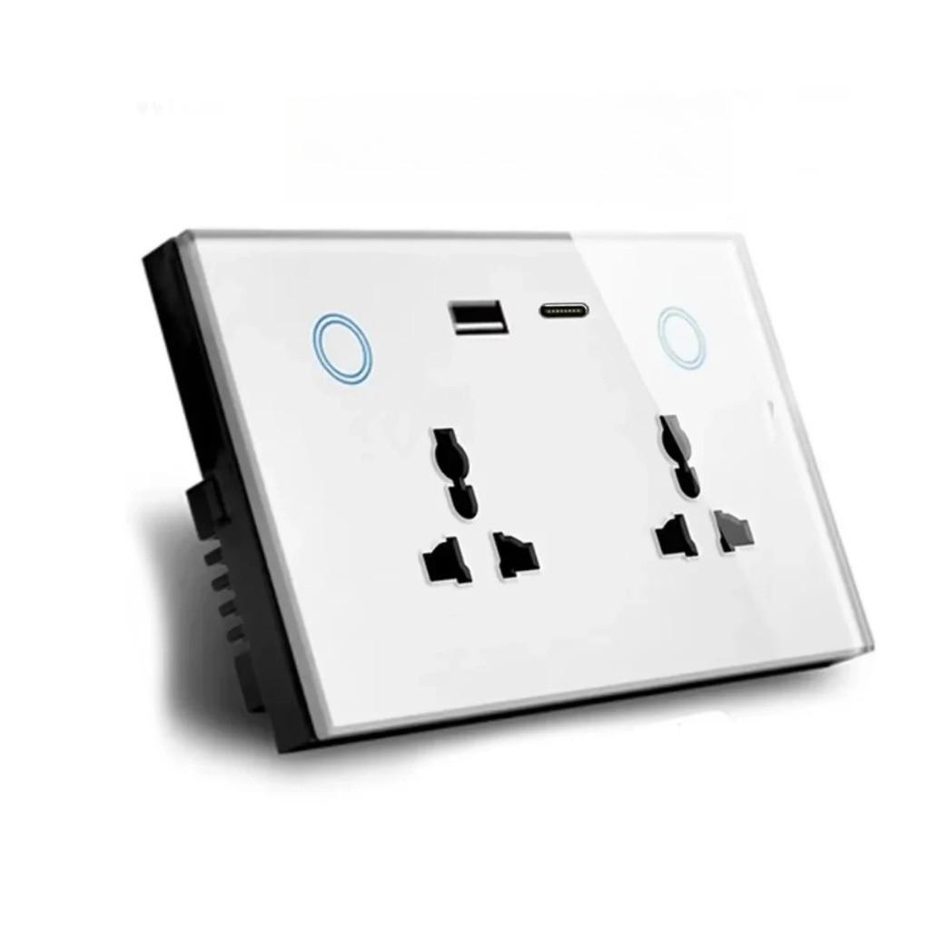 Умная настенная розетка Закаленное стекло USB Type-c Быстрая 20 Вт Умная розетка с переключателем Универсальная бытовая розетка