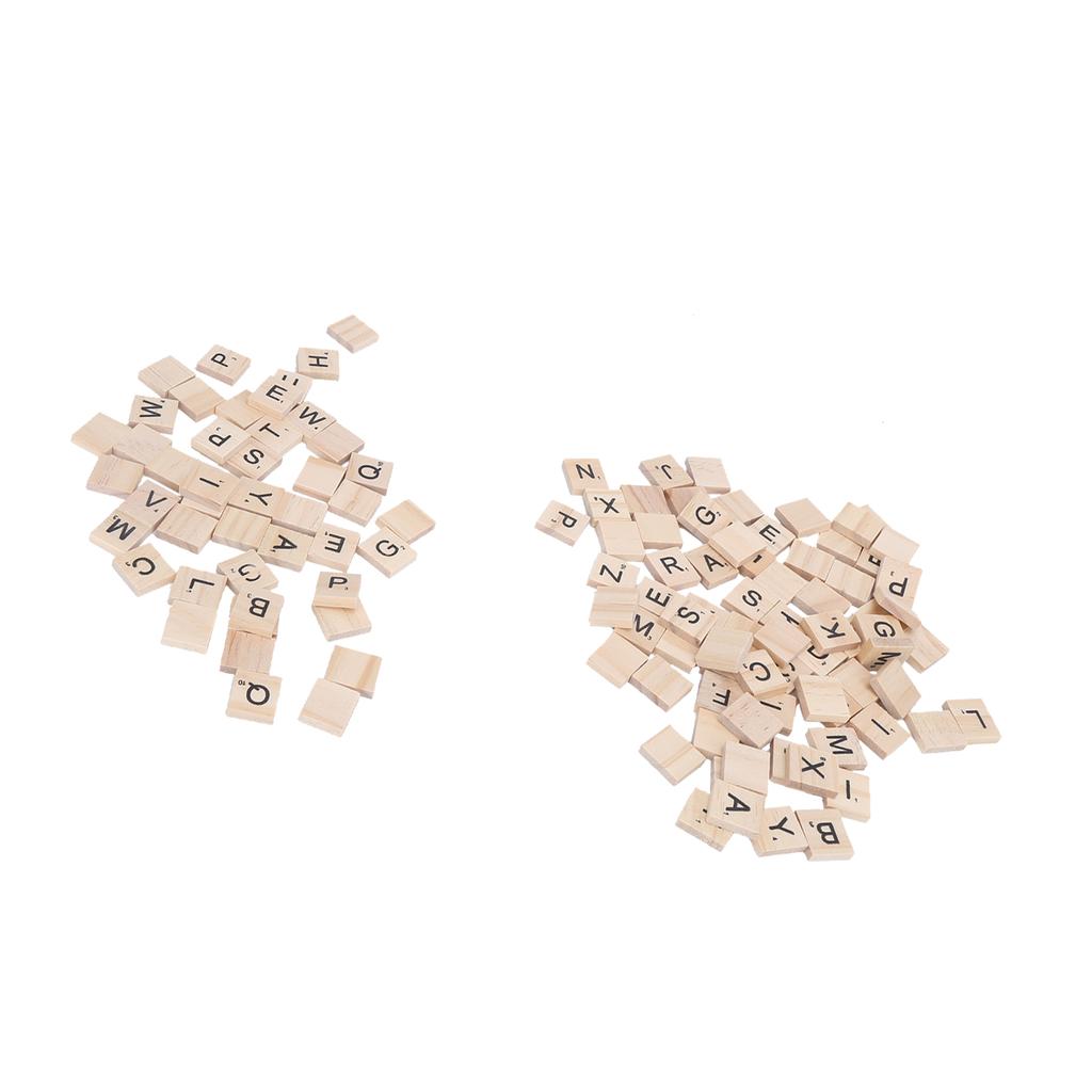 100Pcs Wood Letter Tiles Durable Clear Wearproof Wooden Spelling Tiles Crafts Pendants