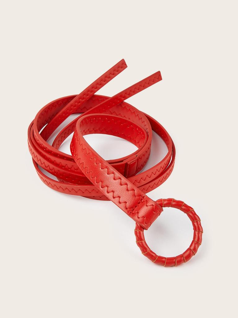 Solid Fashion Color Round Buckle Decoration Women Casual Belt For Use Daily