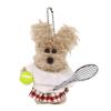 Plaid Skirt Dog Plush Charm with Baseball Bat Keychain Pendant