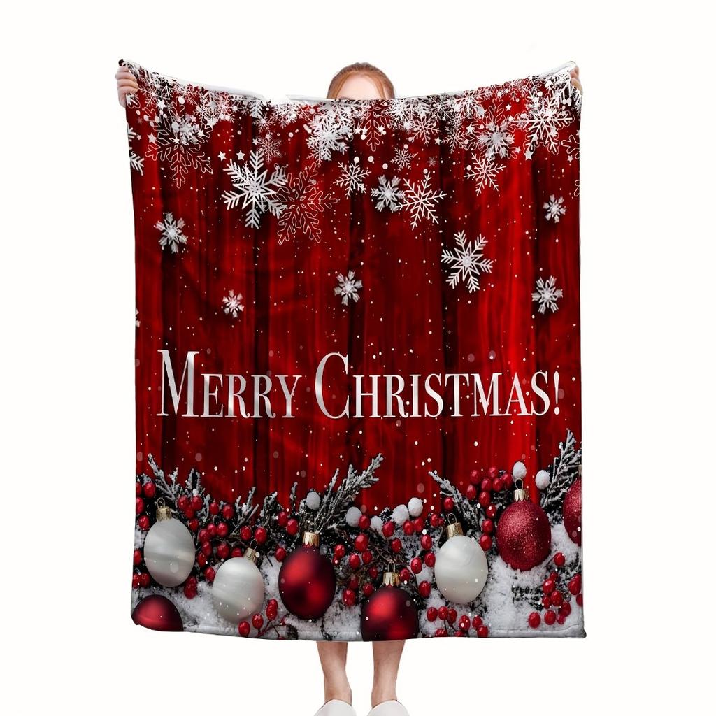 GUOYU Blanket 1pc Red Christmas Blanket Snowflake Pine Tree Print Soft Cozy Flannel Blanket for Living Room Bedroom New Year Christmas Decor
