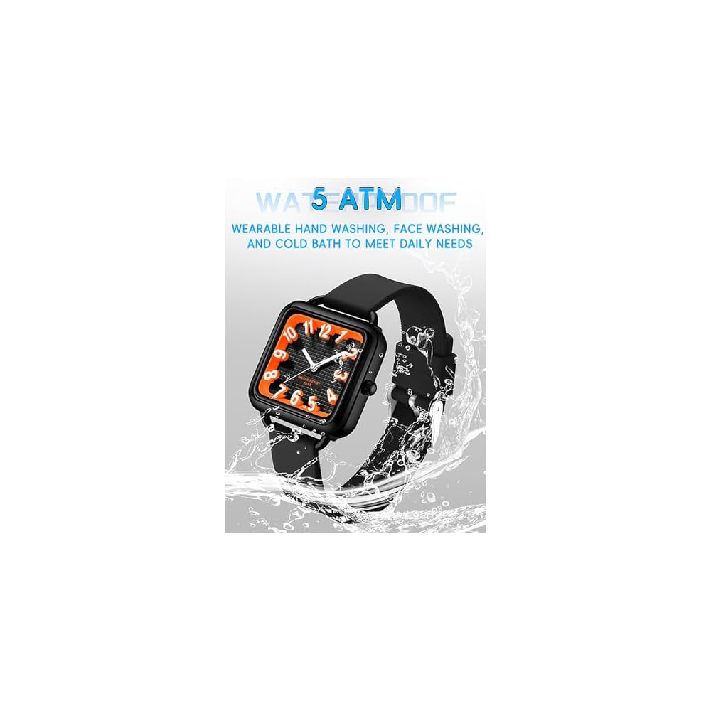 Findtime Унисекс Аналоговые Часы Квадратный Циферблат Большой Дисплей Водонепроницаемые Легкие 5ATM Повседневные Силиконовый Ремешок