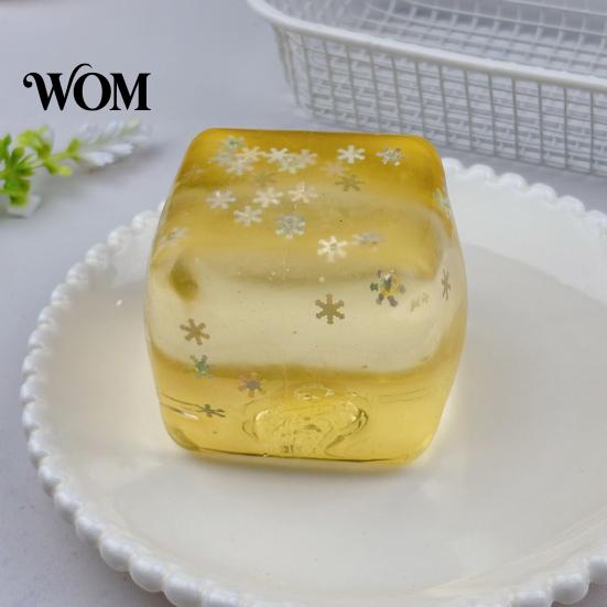 Soft Stress Ball Transparent Lemon Squeeze Toy, Relief Jellyfish Ice Cream Anxiety Toy Clear Cube Sensory for Kids Adults Reduction