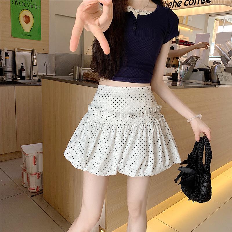 Юбка А-силуэта с узором в горошек и цветочным узором - летняя узкая короткая юбка для женщин