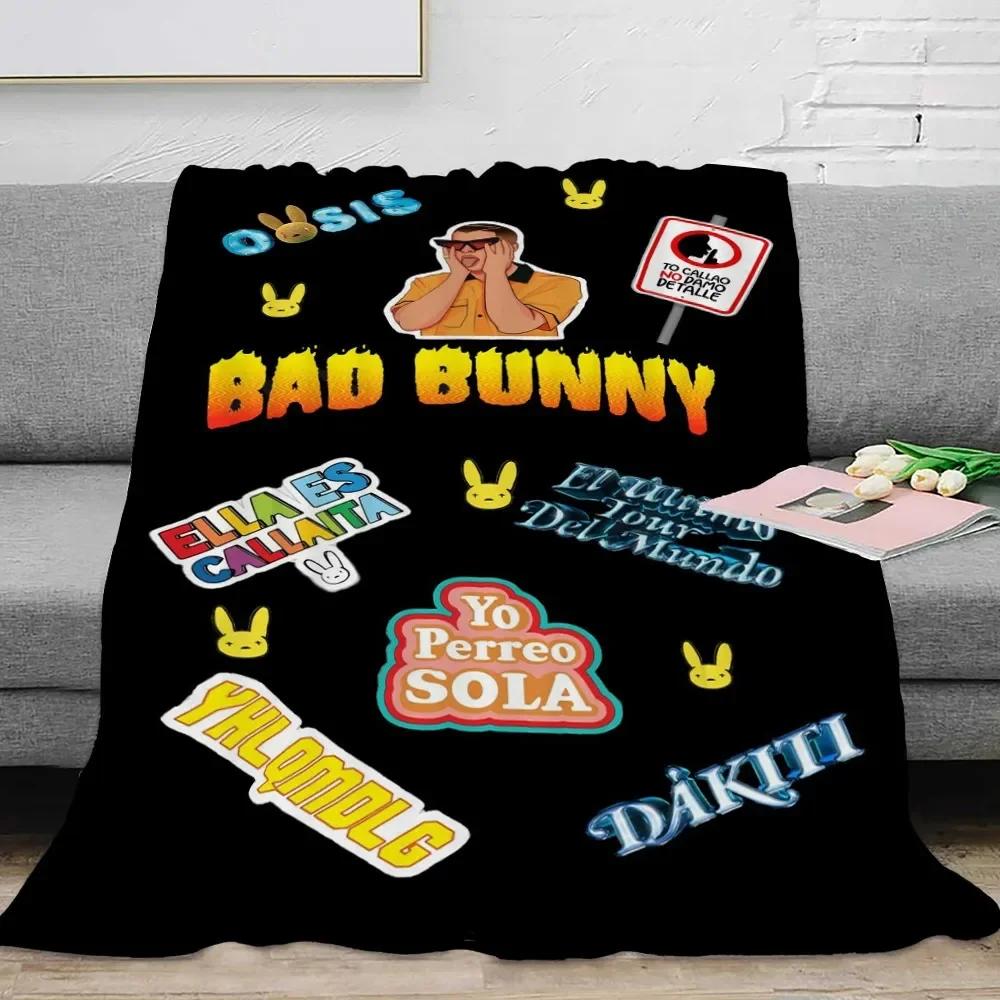 Одеяло с изображением холста Bad Bunny Un Verano Sin Ti, фланелевые одеяла, поп-музыкальный альбом, теплые пледы со звездами для путешествий, постельные принадлежности