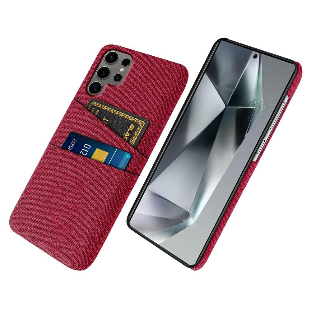Чехол для Samsung Galaxy S25 Ultra Ткань+Твердый ПК Чехол для телефона с двойными слотами для карт