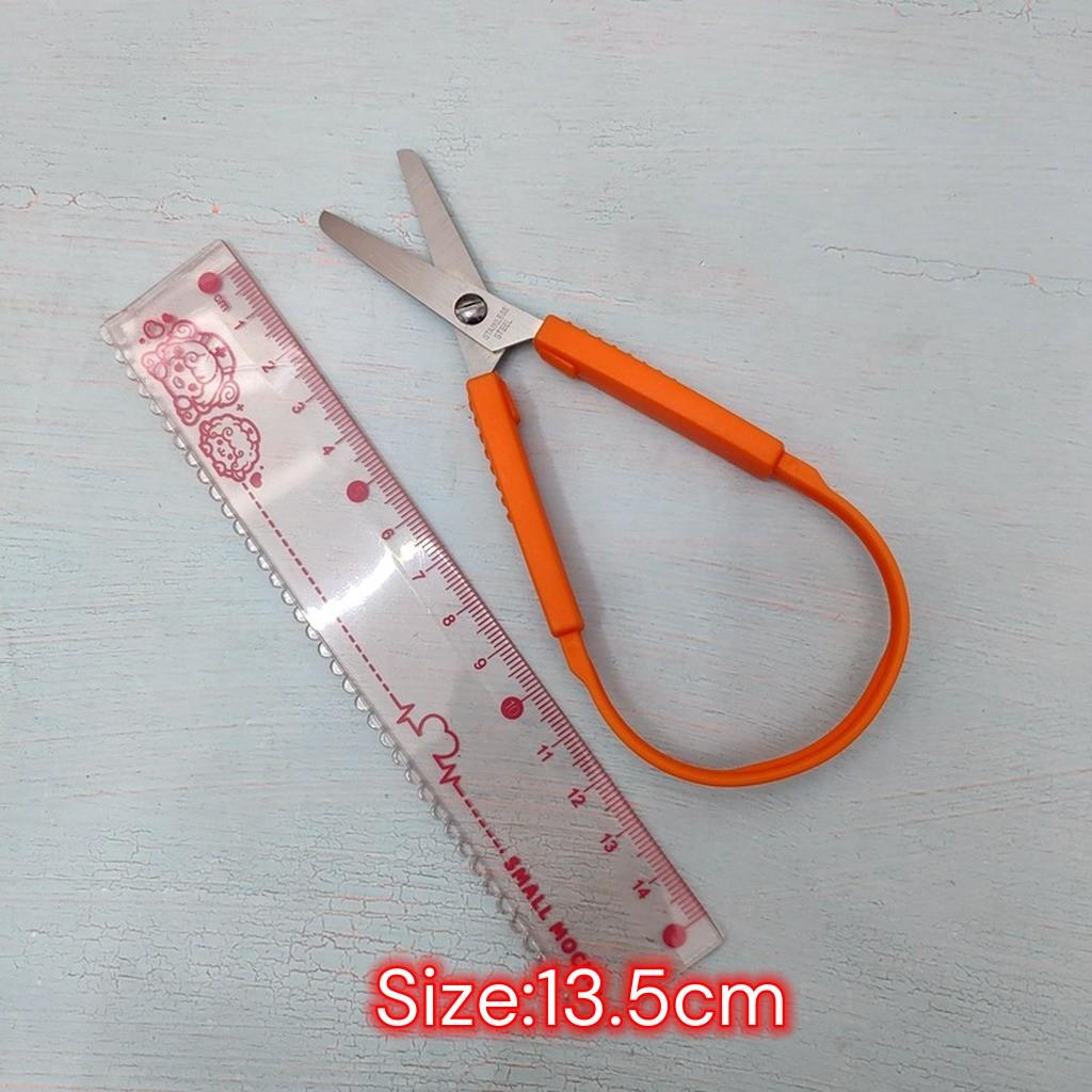 1Pcs Loop Scissors Colorful Grip Scissors Loop Handle Self-Opening Scissors Adaptive Cutting Scissors for Children Adults