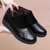 Middle-aged and Elderly Women's Winter Warm Cotton Shoes Mom's Fashion Butterfly Waterproof Pu Leather Shoes Granny Flat Non-slip Fleece Lined Shoes