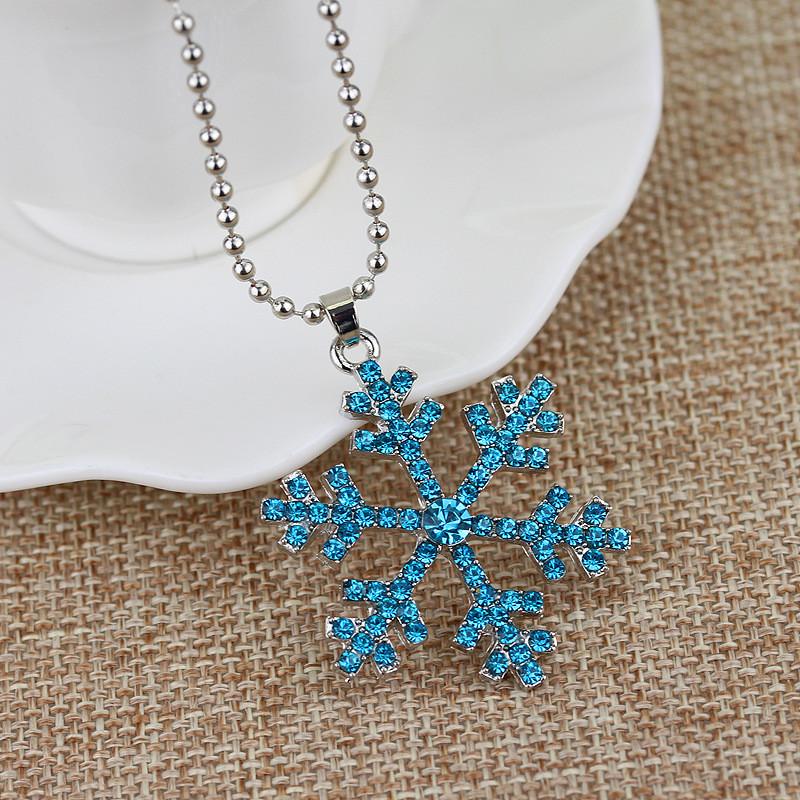 Necklace Snowflake Pendant With Crystals For Girls And Kids Gift