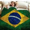 Bandeira Brasileira Print Flannel Blanket High Quality Warm Comfortable Cover for All Seasons Perfect for Gifts Home Decor