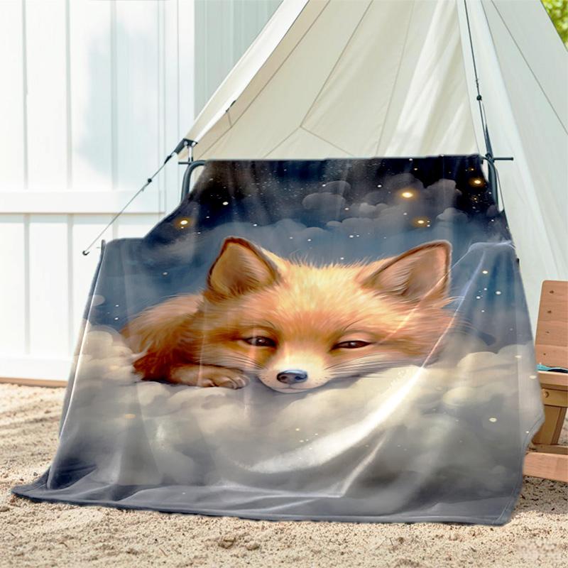 1pc Animals: rabbit, cat, pattern blanket, all season lightweight home office outdoor nap multifunctional blanket