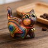 Юшэн Миниатюрная деревянная фигурка кошки Ручная резьба Статуэтка котенка Скульптура Декор для дома в деревенском стиле, рабочего стола