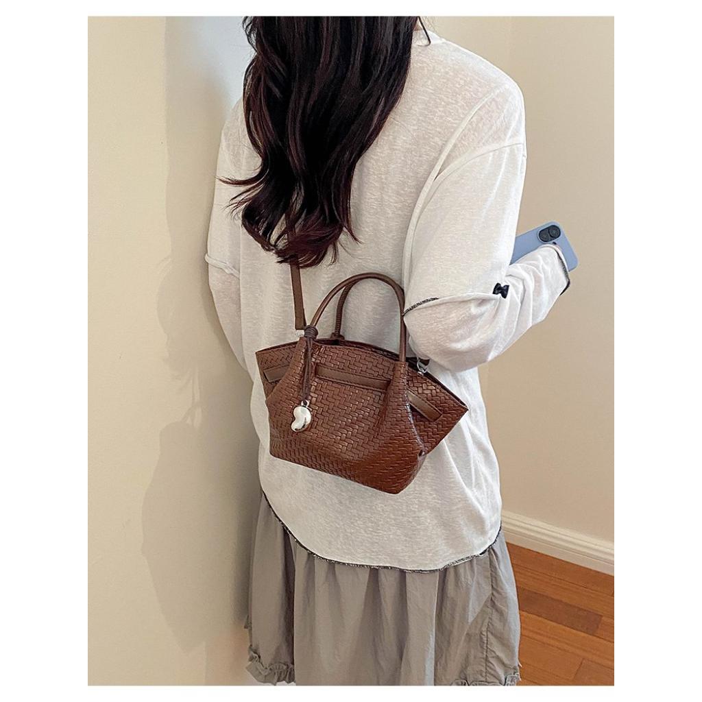 Handbag Women PU Woven Texture Adjustable Strap Daily Commute