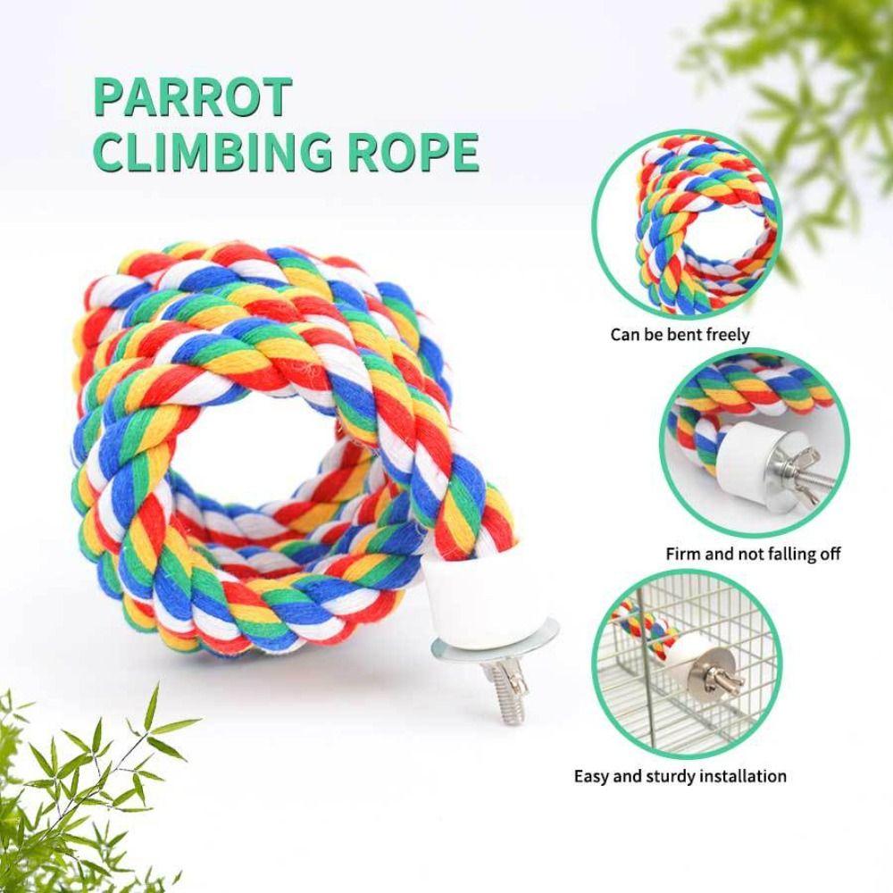 40/80//105/200cm Parrot Rope Toy Cotton Rope Parrot Stand Chewing Station Parrot Swing  Pet Bird