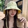 Корейская версия милой цветочной двухсторонней панамы для летних путешествий, защиты от солнца, универсальной женской кепки с маленьким ремешком
