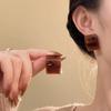 Amber Sugar Autumn/Winter Retro Drip Glaze Earrings - Light Luxury High-End Stud Ear Jewelry for Women
