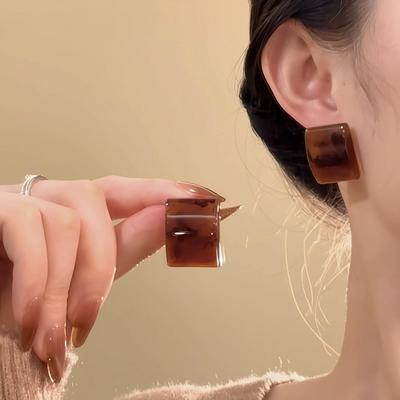 Янтарный Сахар Осень/Зима Ретро Серьги с Капельной Глазурью - Легкая Роскошь Высокий Конец Серьги-Пуссеты Ювелирные Изделия для Женщин