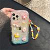 Ins корейский милый 3d кролик желтая утка кронштейн чехол для телефона для Iphone 14 13 12 11 Pro Max прекрасный противоударный мягкий чехол с кроликом принципиально