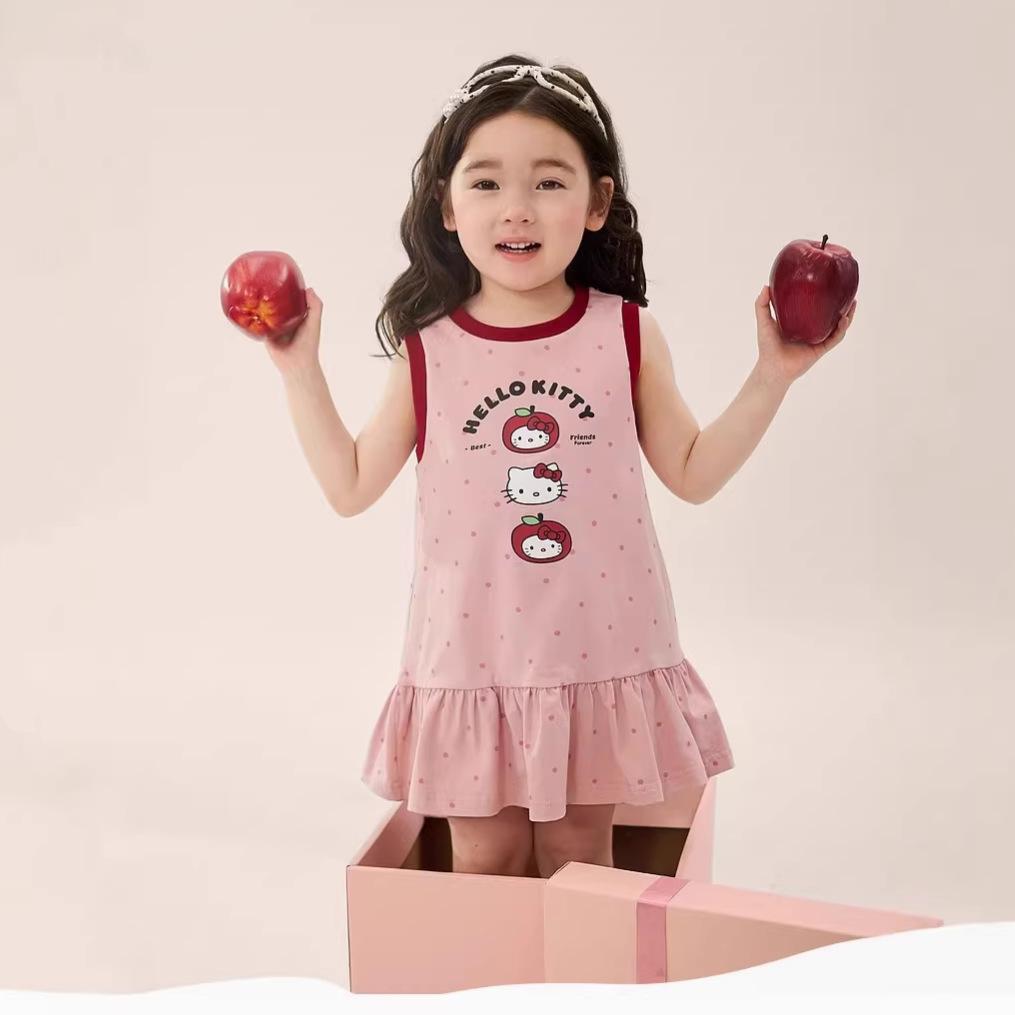 Cute Cartoon Polka Dot Tank Dress For Girls Sporty Summer Casual Sleeveless Mini Dress