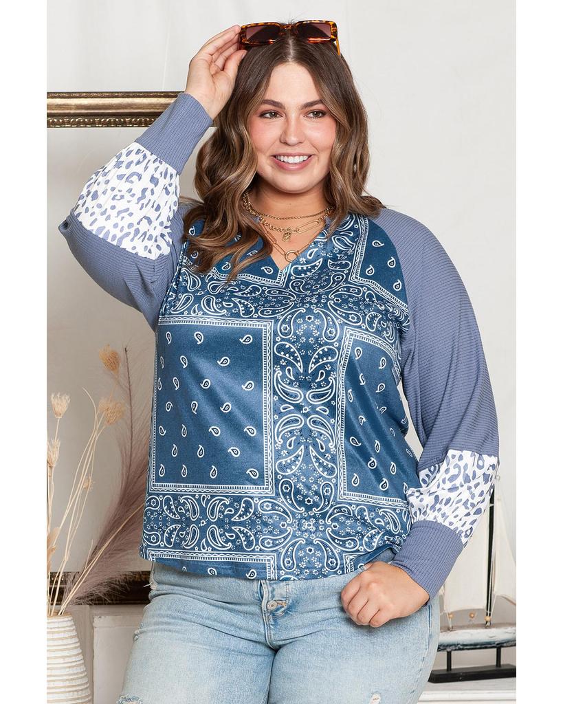 Azura Exchange Топ с разрезом на шее и леопардовым узором в стиле пэчворк