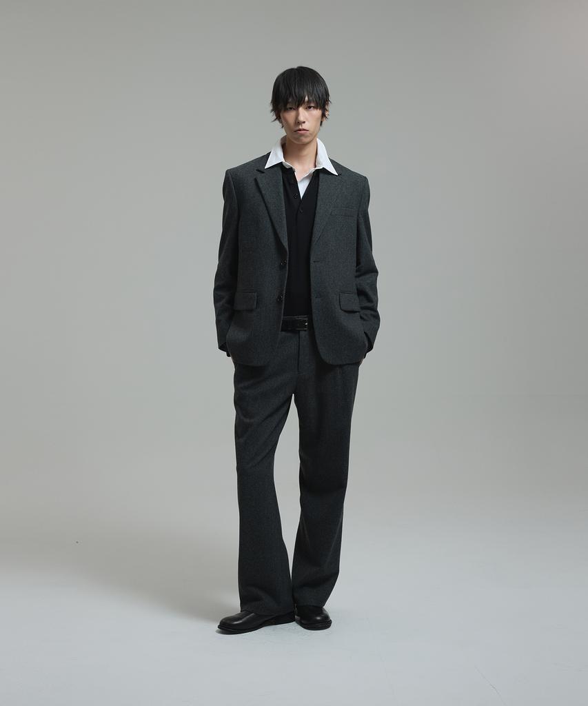 NONBLANK Wool Flannel Loose Fit Jacket_Melange Grey