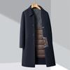 Double-sided Woolen Long Coat for Men with Removable Down Lining, Middle-aged and Elderly Thickened Woolen Wool Buttoned Lapel Coat