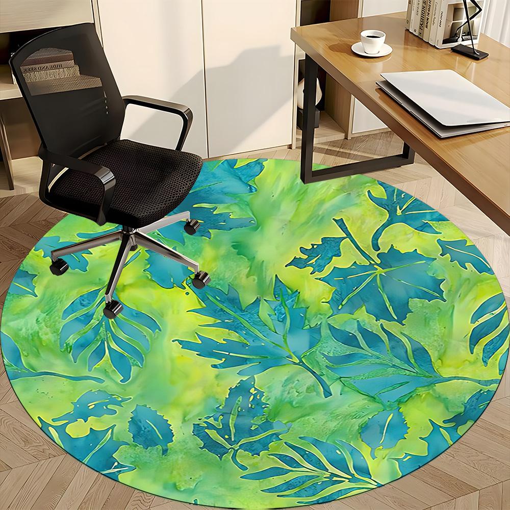 1pc Leaf Print Chair Carpet for Office, Non slip, Soft and Durable Office Rug for Interior Decoration