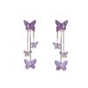 Серьги-бабочки из фиолетового кристалла с иглой из серебра S925 - Элегантный дизайн с длинной кисточкой