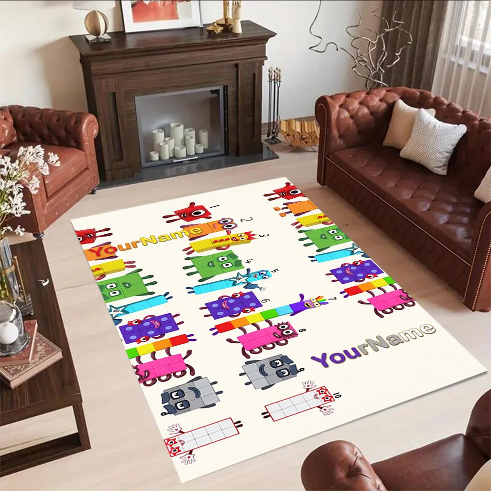 Numberblocks Personalized Name Floor Mat Design for Hallway Living Rooms Foyer Dining Room Antislip Carpet Anime Office Decor Best for Christmas