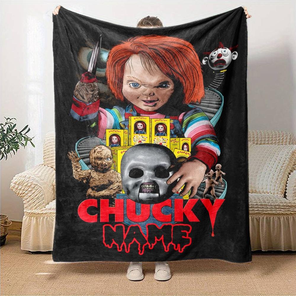 Chucky Returns With Deadly Tricks And Twists Customize Your Name Cartoon Movie Pattern Blanket Chair Office Sofa Bed Camping Soft And Warm Give To