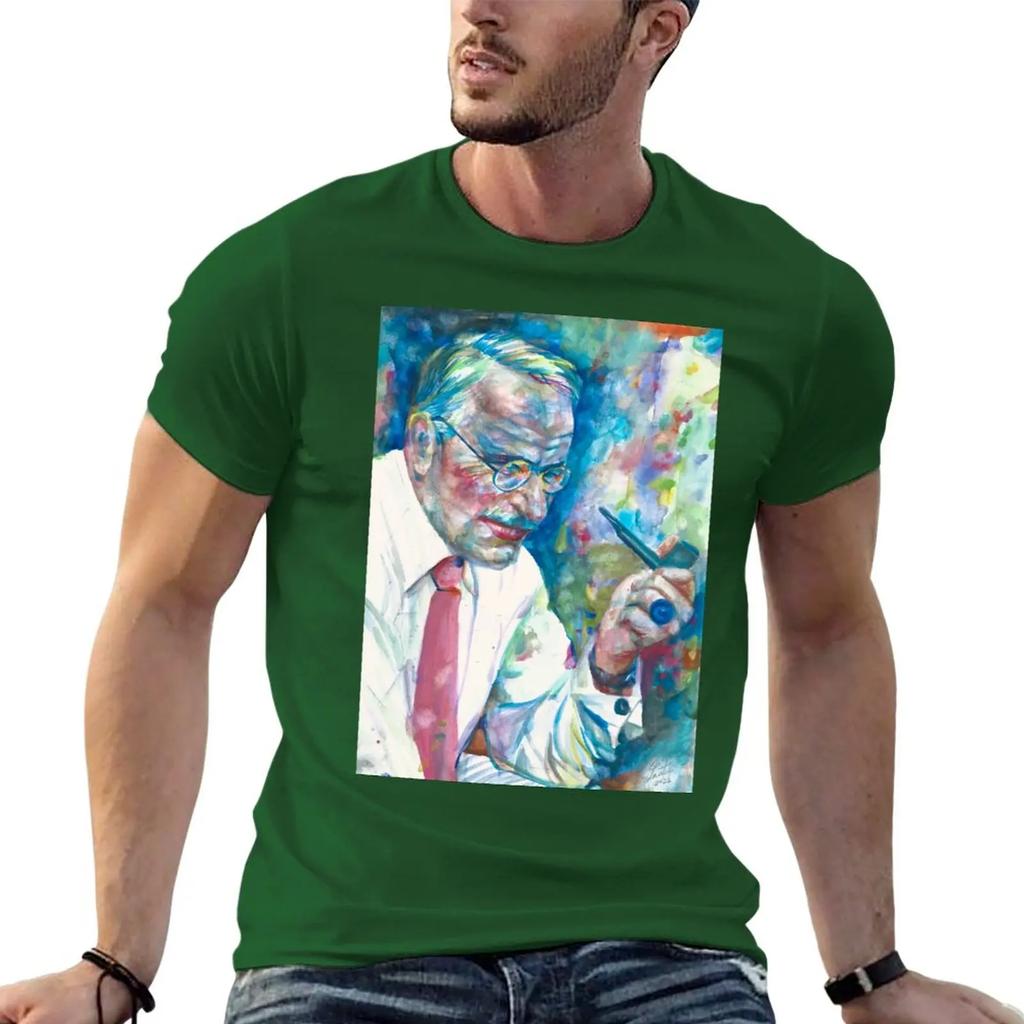 CARL JUNG - watercolor portrait .11 T-Shirt Short sleeve tee Anime t-shirt plain t-shirt heavy weight t shirts for