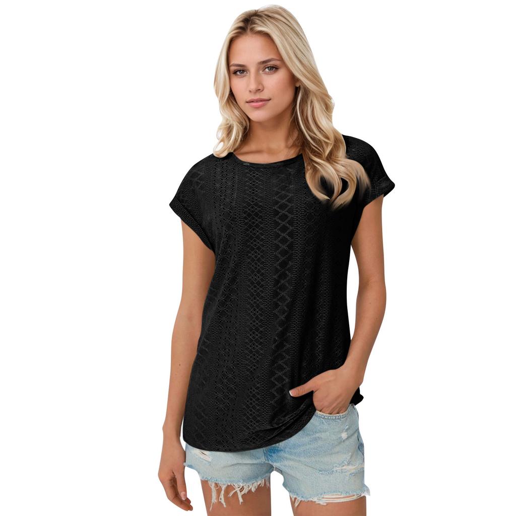 Женские топы, футболки с коротким рукавом, блузки с принтом, нарядные повседневные ажурные вышивки, летняя модная одежда