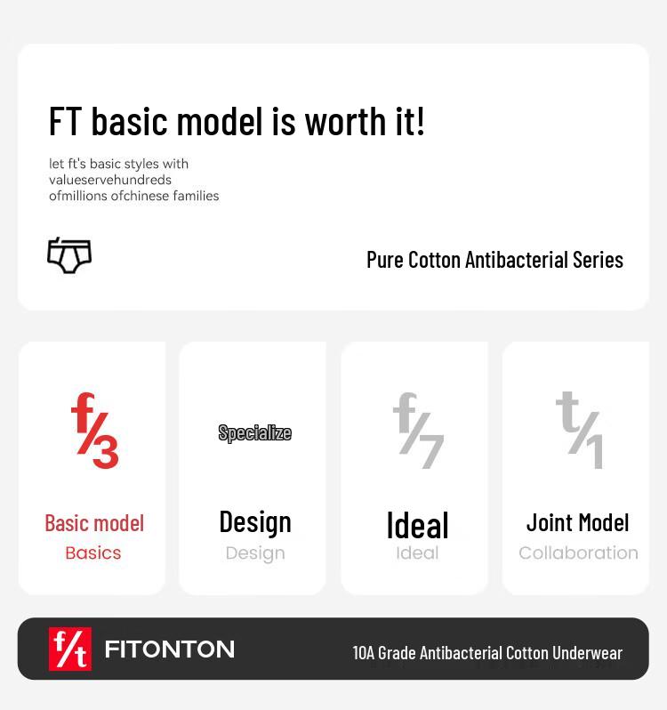 Мужские антибактериальные боксеры-брифы FitonTon 10A из чистого хлопка, 3 штуки