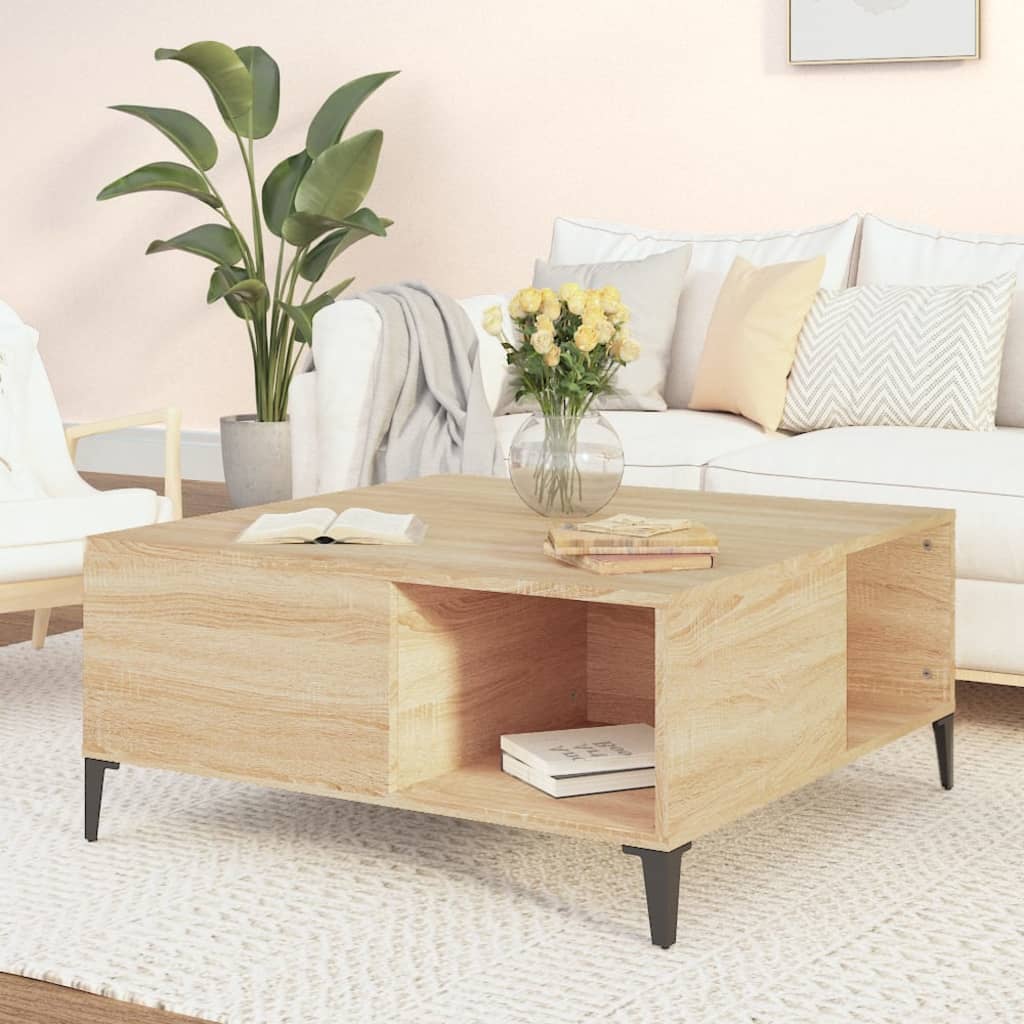 Vidaxl Stolik Kawowy, Dąb Sonoma 80X80X36,5 Cm Materiał Drewnopochodny