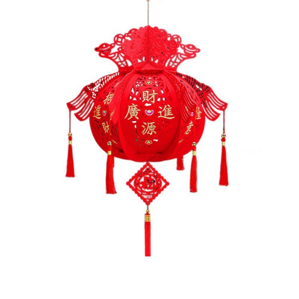 Lint/Gold Foil Good Luck Lanterns 3D Chinese Lint Lanterns Spring Festival Hanging Pendant  Party